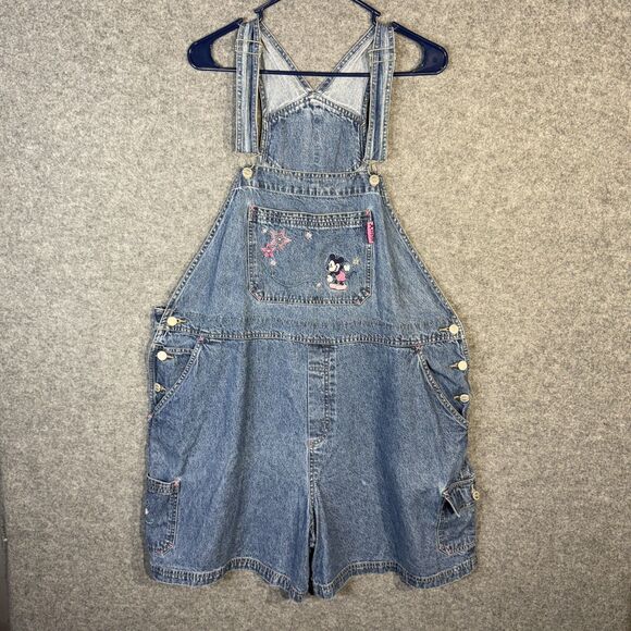 Vintage Disney Mickey Unlimited Women's Mickey Mouse Flower Jean Overalls Sz 22W - Picture 1 of 14
